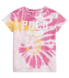 Ralph Lauren Baby Girls Pink Tie-Dye Graphic T-Shirt