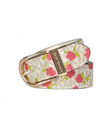 Michael Kors Off-White Reversible Floral Logo Belt