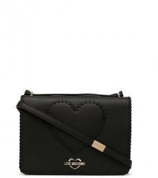 Love Moschino Black Heart Embroidered Medium Shoulder Bag