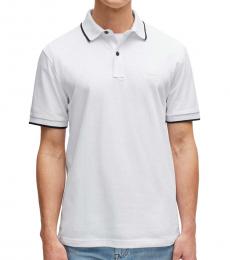 Hugo Boss White Slim Fit Pique Polo