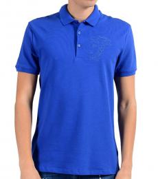 Versace Collection Royal Blue Graphic Print Polo