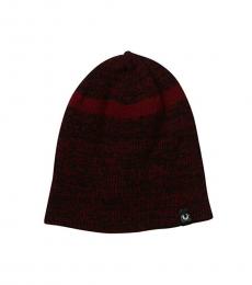Red Reversible Short Knit Cuff Beanie
