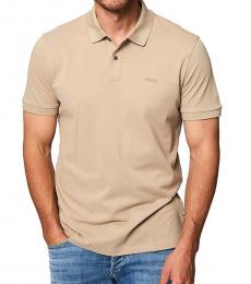 Hugo Boss Beige Embroidered-Logo Polo