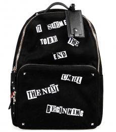 Valentino Garavani Black Embroidered Large Backpack