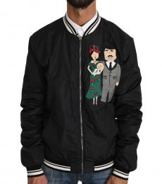 Dolce & Gabbana Black Applique Bomber Jacket