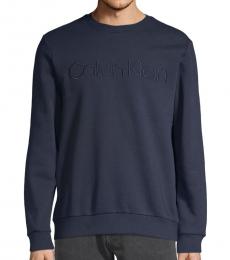 Calvin Klein Navy Logo Cotton-Blend Sweatshirt