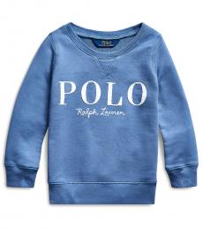 Ralph Lauren Little Girls Capri Blue French Terry Logo Pullover