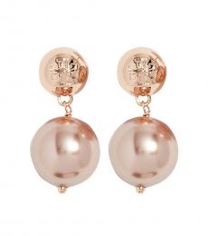 Tory Burch Rose Gold Crystal Pearl Drop Earrings