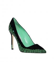 Black Green Suede Heels