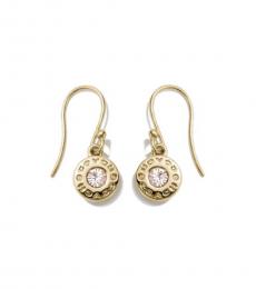 Gold Circle Stone Earrings