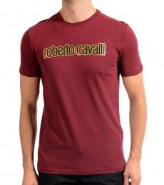 Roberto Cavalli Maroon Graphic Print T-Shirt