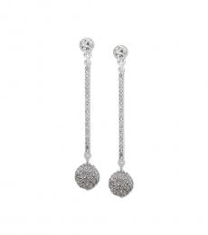 Silver Pave Fireball Linear Drop Earrings