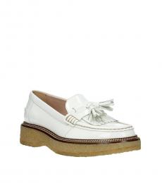 Tod's White Tassels Front Loafers