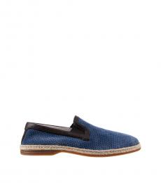 Dolce & Gabbana Blue Brown Suede Loafers