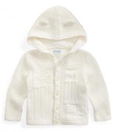 Ralph Lauren Baby Boys Cream Neutral Hooded Cardigan