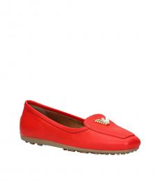 Emporio Armani Red Front Logo Loafers