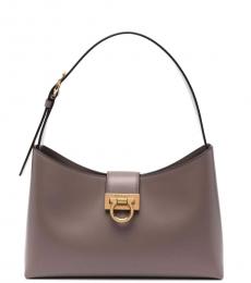 Salvatore Ferragamo Grey Trifolio Large Shoulder Bag