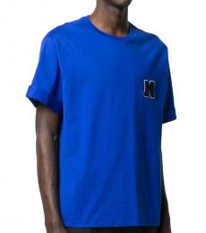 Royal Blue Cotton Logo Patch Easy Fit T-Shirt