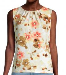 Calvin Klein Multi Color Floral-Print Sleeveless Top