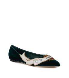 Dolce & Gabbana Green Velvet Sacred Heart Ballet Flats