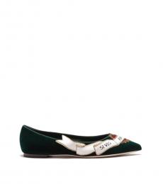 Green Velvet Sacred Heart Ballet Flats