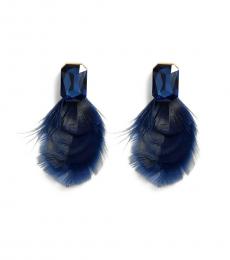 Navy Blue Feather Studs Earrings