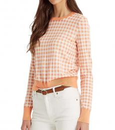 Ralph Lauren Coral Gingham Cotton-Modal Sweater