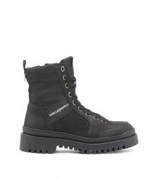 Karl Lagerfeld Black Logo Combat Boots