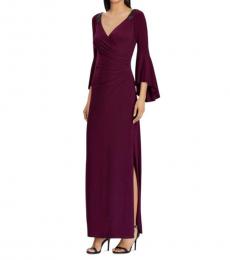 Maroon Bell-sleeve  Gown