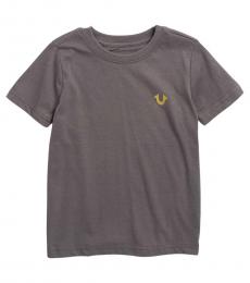 Little Boys Grey Gold Buddha Logo T-Shirt