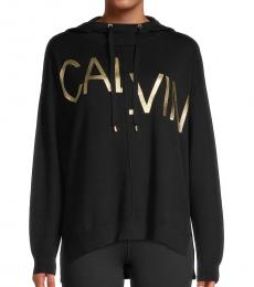Calvin Klein Black Metallic Logo High-Low Hoodie