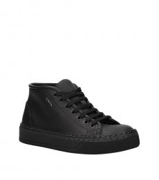 Black Leather High Top Sneakers
