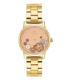 Golden Beige Floral Dial Watch