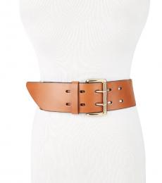 Michael Kors Light Brown Wide Leather Stretch Belt