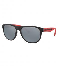 Armani Exchange Black Red Rectangular Sunglasses