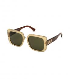 Beige Green Square Sunglasses