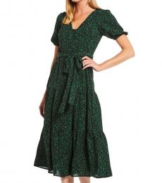 Green A-Line Tiered Dress