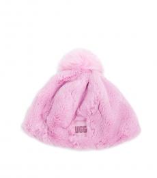 UGG Light Pink Pom Pom Fur Beanie Hat