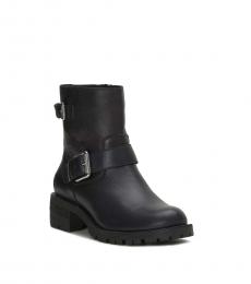 Lucky Brand Black Leather Double Buckle Boots