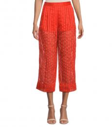 BCBGMaxazria Orange Stripe Cropped Wide Leg Pant