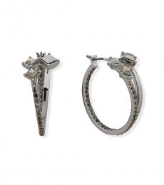 Karl Lagerfeld Silver Crystal Split Hoop Earrings