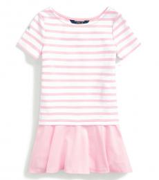 Ralph Lauren Little Girls White-Carmel Pink Striped Dress
