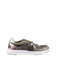 Dolce & Gabbana Khaki Black Canvas Leather Sneakers