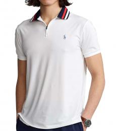 Ralph Lauren White Custom Slim Fit Quarter-Zip Polo Shirt