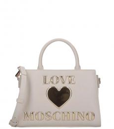 Love Moschino White Embossed Logo Small Satchel
