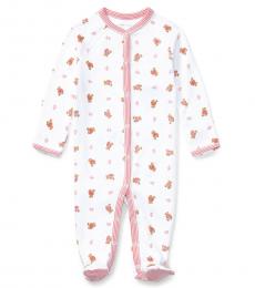 Baby Girls White Polo Bear Coverall