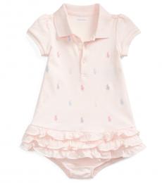 Ralph Lauren Baby Girls Pink Ruffled Polo Dress