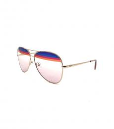 Salvatore Ferragamo Shiny Rose Gold Aviator Sunglasses