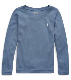 Ralph Lauren Little Girls Capri Blue Long-Sleeve T-Shirt