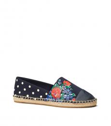 Tory Burch Navy Tea Floral Colorblock Espadrilles